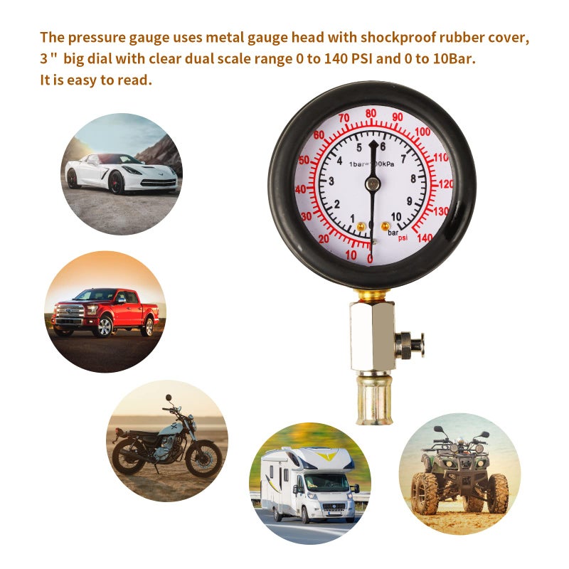 ZJERYL GULL Oil Pressure Tester Tool  Oil Pressure Gauge kit  0-140 PSI PressureTestDiagnostic Tools  Engine Oil Pressure Tester Tool kit  for car Truck - Image 5